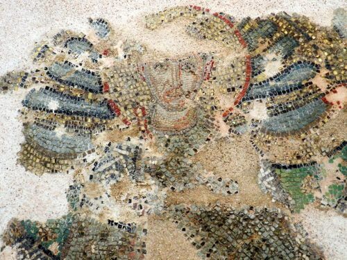 Mosaic fragment showing Saint Demetrios in the Church of Hagios Demetrios in Thessaloniki, now hosted in the Byzantine Museum