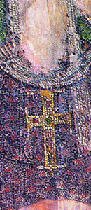 Detail of a Mosaic showing Saint Demetrios and four clerks, 5th or 6th century, Church of Hagios Demetrios