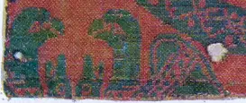 Byzantine Silk Fabric, fragment, details showing eagles and snakes from the cathedral treasure of Halberstadt