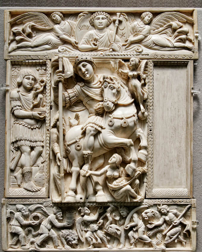 Byzantine art, Barberini Diptych showing an emperor, ca 500-550