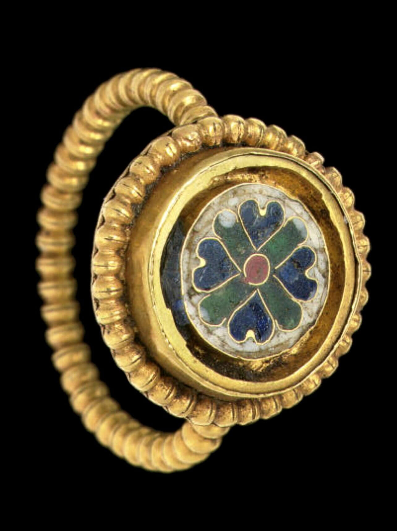 Byzantine jewelry, gold and enamel finger ring from the 10th century