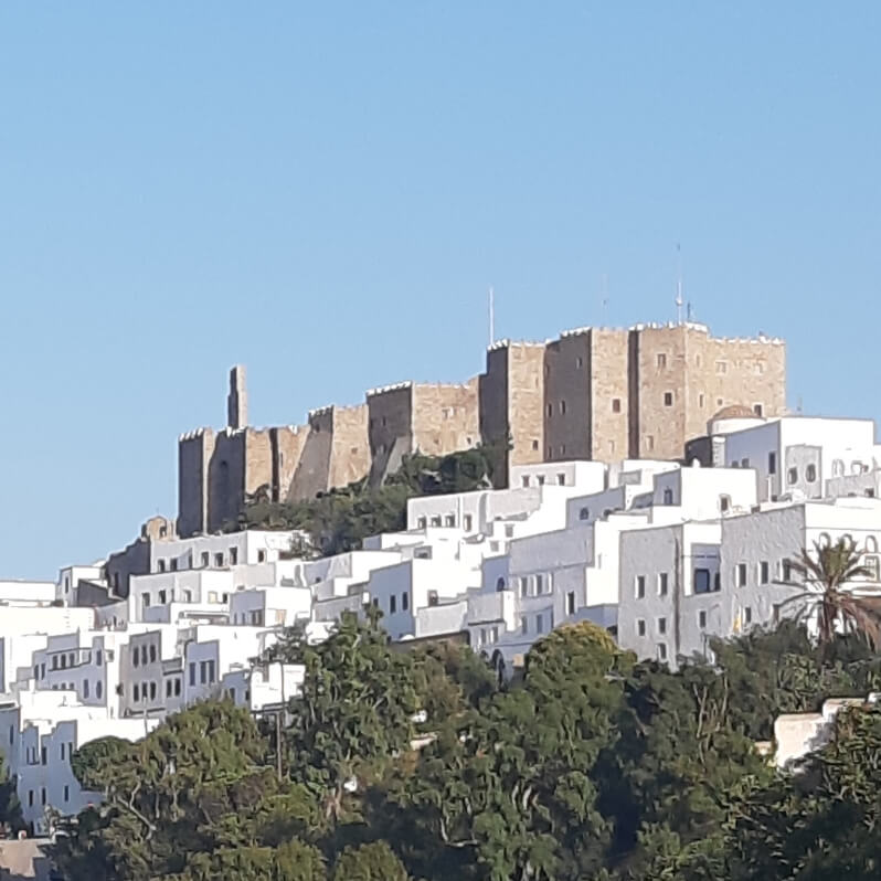 Byzantine village, Chôra of Patmos with the monastery of Saint John