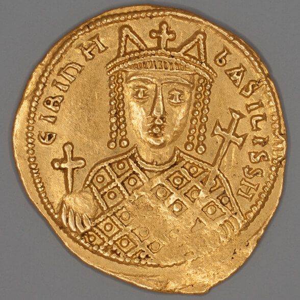 Byzantine woman, empress Irene of Athens, gold solidus