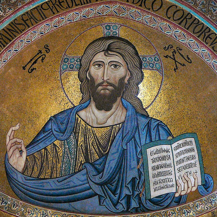 Cefalu byzantine mosaic of Christ Pantocrator, 1148