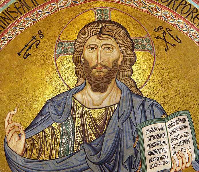 Cefalu byzantine mosaic of Christ Pantocrator, 1148