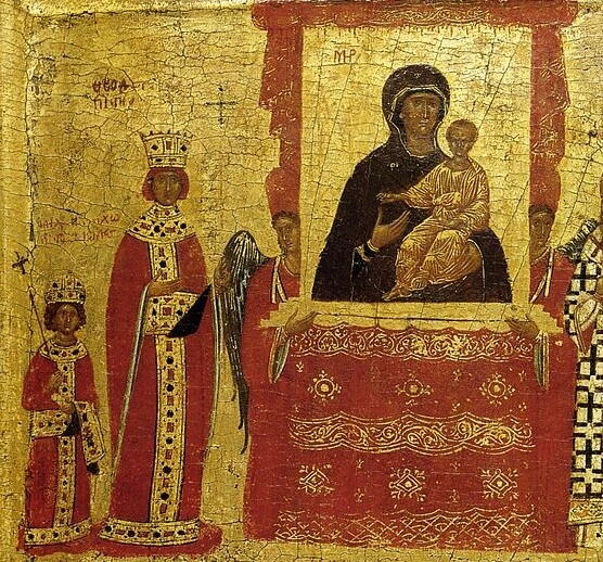 Byzantine icon showing the Triomph of Orthodoxy, 14th or 15th century