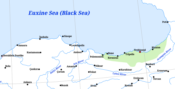 Map of the Empire of Trebizond in 1354