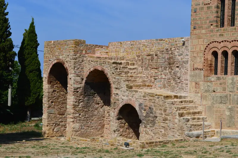 View of the Byzantine Metropolite Church and of the bishop residence of Christianoupoli