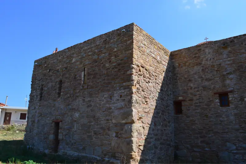 View of the Byzantine Metropolite Church and of the bishop residence of Christianoupoli