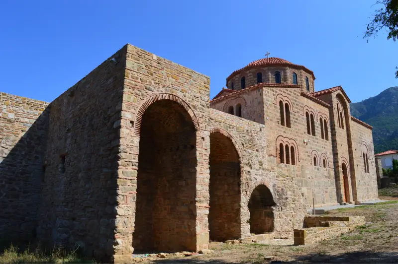 View of the Byzantine Metropolite Church and of the bishop residence of Christianoupoli