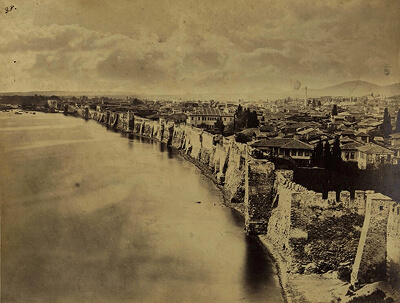 Only known picture showing the sea walls of Byzantine Thessaloniki destroyed in 1867
