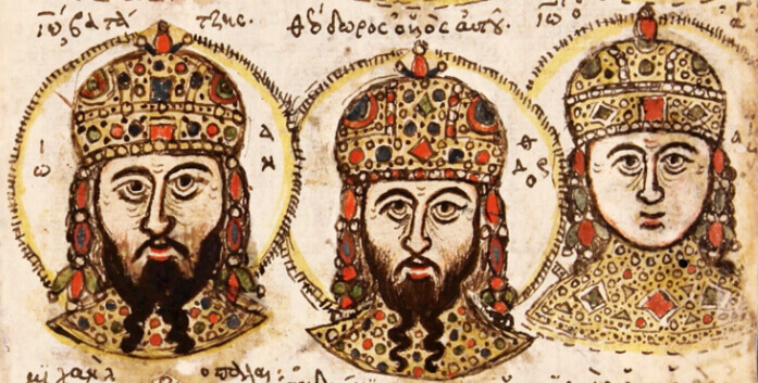Portraits of the John III, Theodore II and John IV, Laskarids emperors of Nicaea