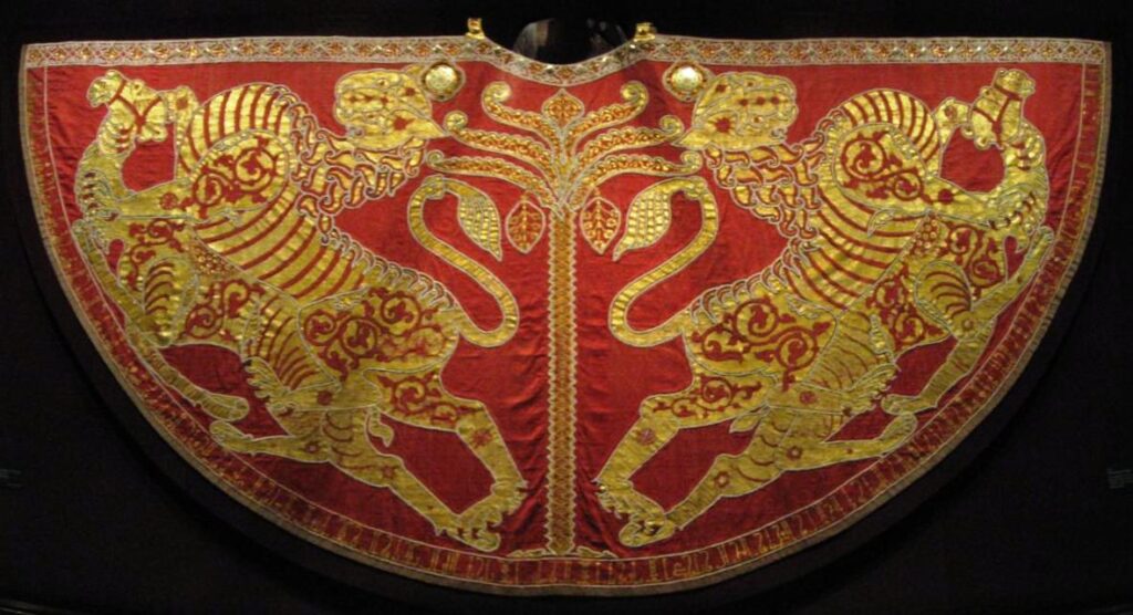 Coronation mantle of Roger II of Sicily, work of the royal workshop of Palermo with Byzantine silk