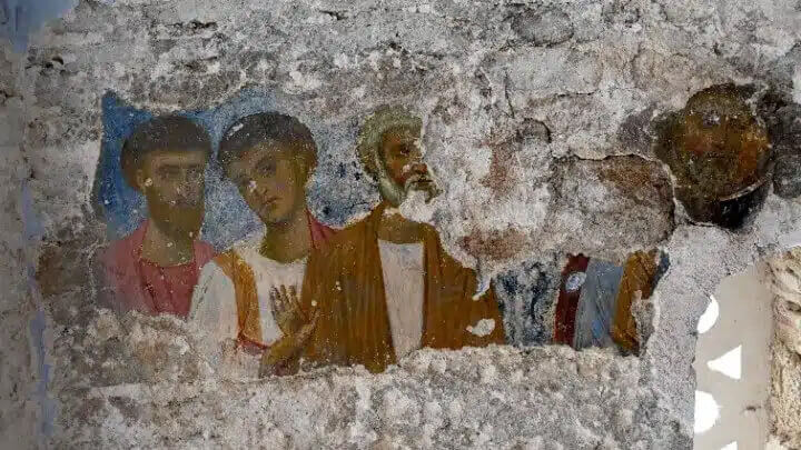 Newly discovered frescoes in Saint Nicholas Church in the former Byzantine monastery of Mesopotam, Albania