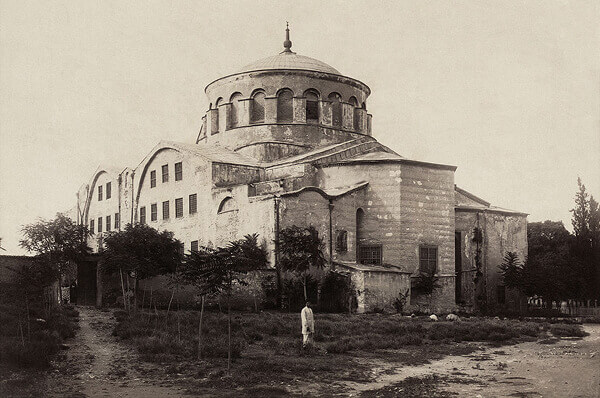Old picture of the Byzantine church of Hagia Irene in Istanbul, taken between 1888 and 1910