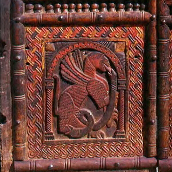Detail of a Late Byzantine monastic wooden door from Epirus, 1320-1330