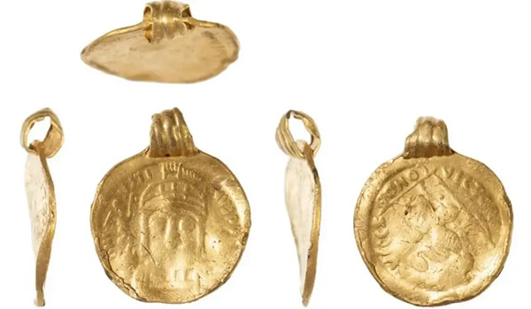 Pseudo-Byzantine gold coin pendant, prestige object in early medieval Essex
