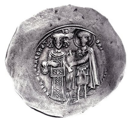 Trachy depicting Theodore wearing the imperial crown and loros.