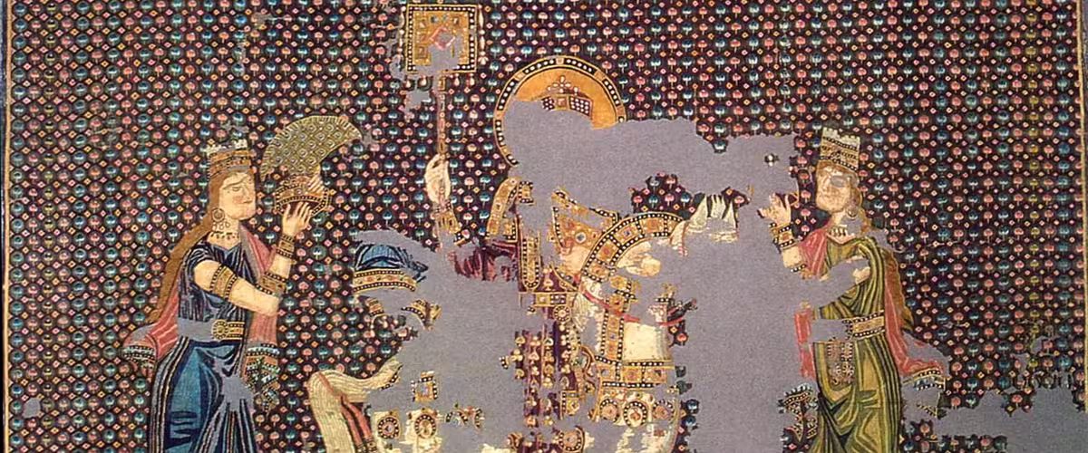 Byzantine Silk Tapestry, 11th-century, Guntertuch, probably featuring Emperor John I Tzimiskes