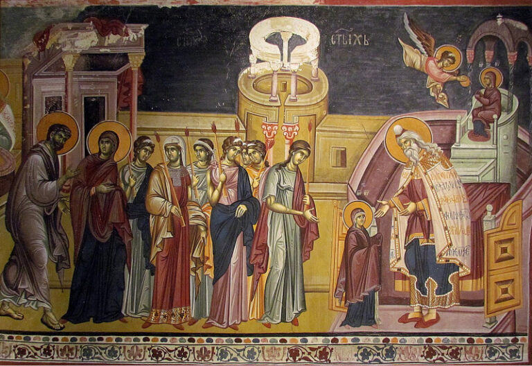 Byzantine artists, painters Michael and Eutychios Astrapas, Presentation of the Theotokos, St in the Temple, church of Studenica