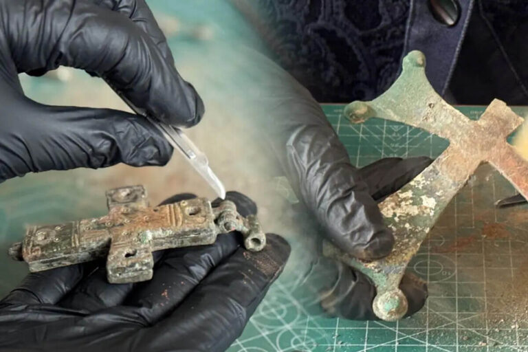 Intact Byzantine reliquary cross found in the ancient city of Lystra