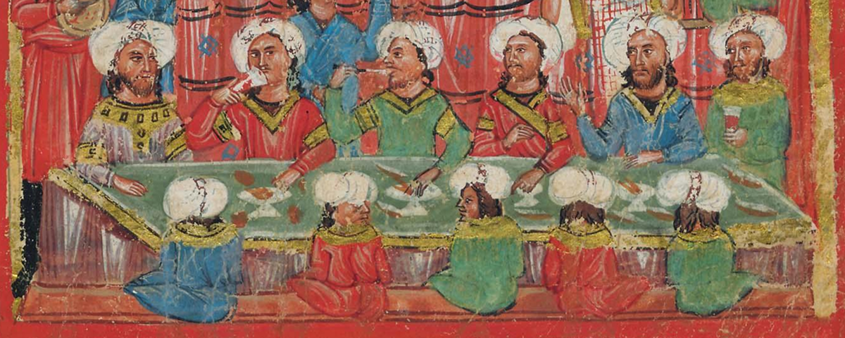 Mariage banquet of Alexander the Great, 14th-century miniature depicting scenes from the life of Alexander the Great