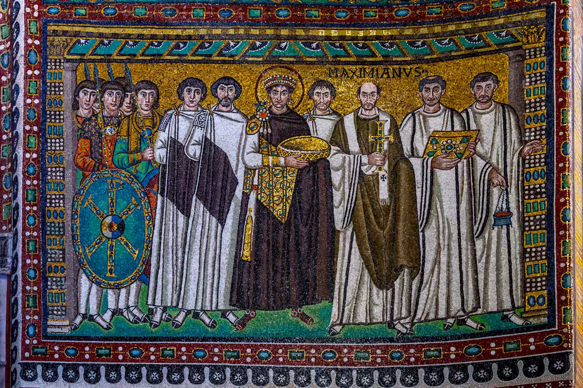 Justinian mosaic in the Church of San Vitale, Ravenna, Italy