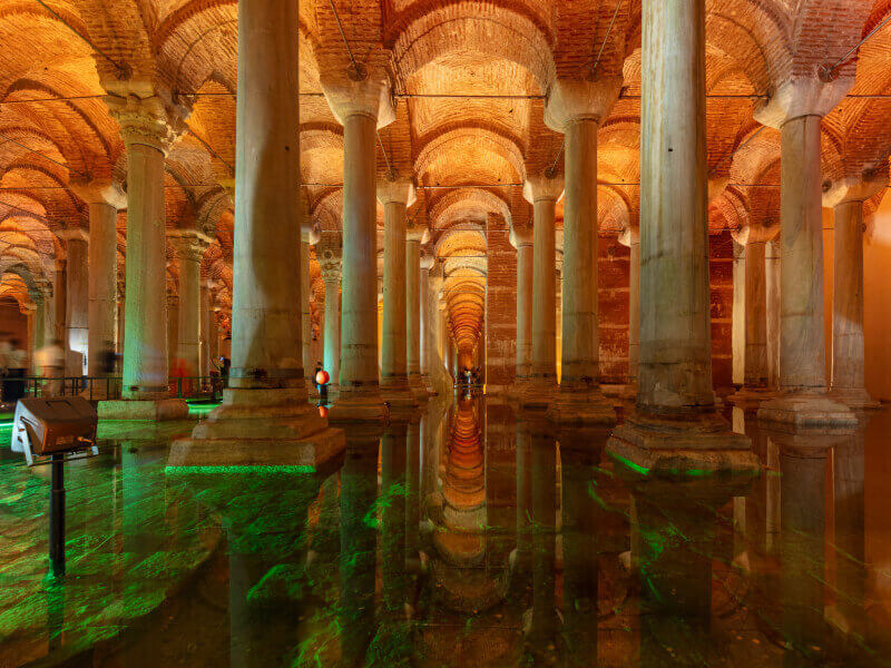 Basilica cistern, the largest byzantine cistern in Constantinople, now Istanbul