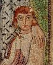 Early Byzantine mosaic detail of the Church of Saint Demetrios in Thessaloniki showing a child