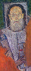 Detail of the Mosaic showing Saint Demetrios and four clerks, 5th or 6th century, Church of Hagios Demetrios