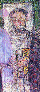 Detail of the Mosaic showing Saint Demetrios and four clerks, 5th or 6th century, Church of Hagios Demetrios