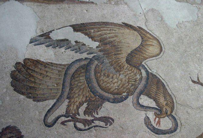 Great Palace of Constantinople, Early Byzantine Mosaics showing an eagle fighting a snake