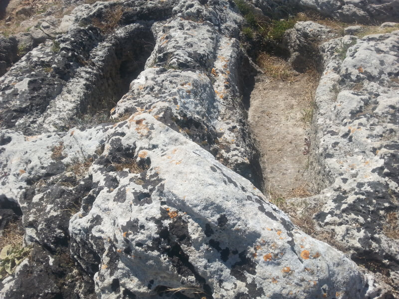 Byzantine castle of Angelokastro, human bodies shaped graves