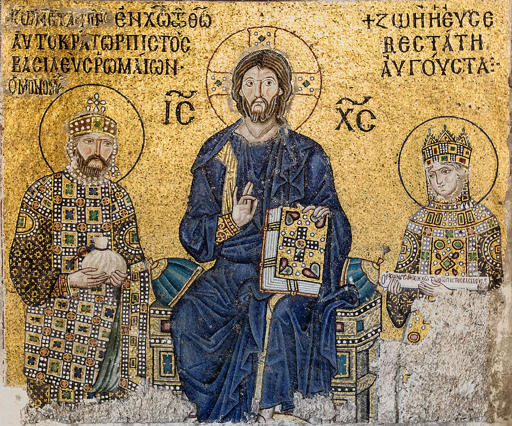 Byzantine mosaic of Hagia Sophia showing Zoe and Constantine IX