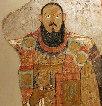 Fresco of the bishop Marianos in the Faras Cathedral in Nubia, testifying the Byzantine influence