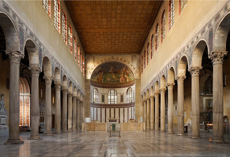 Byzantine church, early byzantine era architecture, church of Santa Sabina in Rome