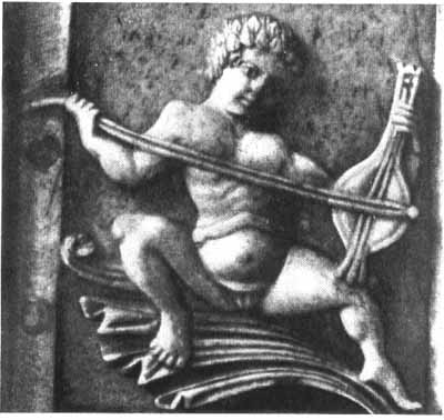 Byzantine music, depiction of the byzantine lyra, 10th century ivory casket, Bargello museum