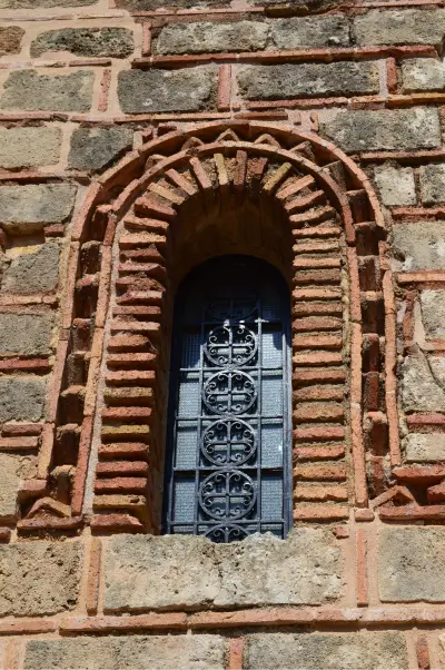 View of the Byzantine Metropolite Church of Christianoupoli, detail of one of the window