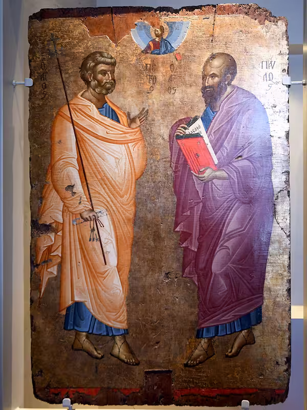 Icon depicting Apostels Peter an Paul, 14th century, today in the sacristy of the Vlatades Monastery