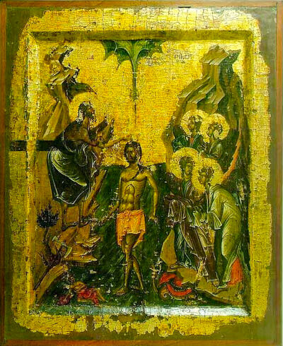 Byzantine artists, painters Michael and Eutychios Astrapas, icon of the Baptem of Jesus