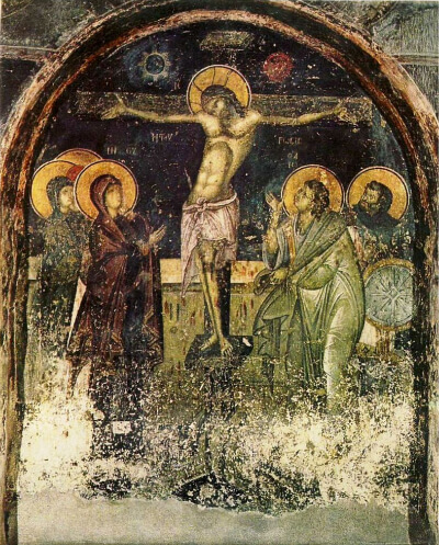 Christ Saviour Church in Veria, painting of the Crucifixion by Georgios Kalliergis