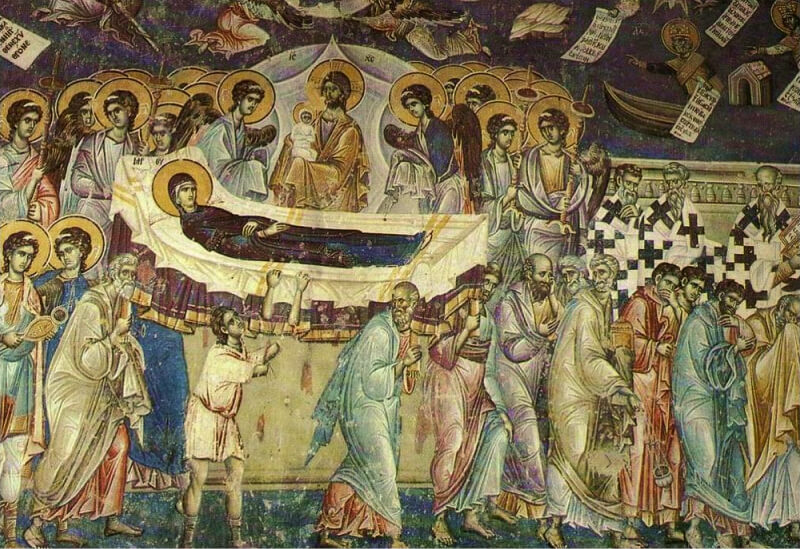 Byzantine artists, painters Michael and Eutychios Astrapas, Ascension of the Theotokos, St George Church