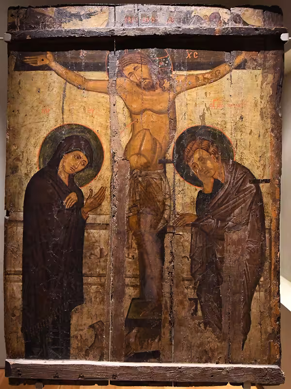 Icon of the Crucifixion, 15th century, from the church of Panagia Acheiropoitos in Thessaloniki, today in the Vlatades Monastery Museum