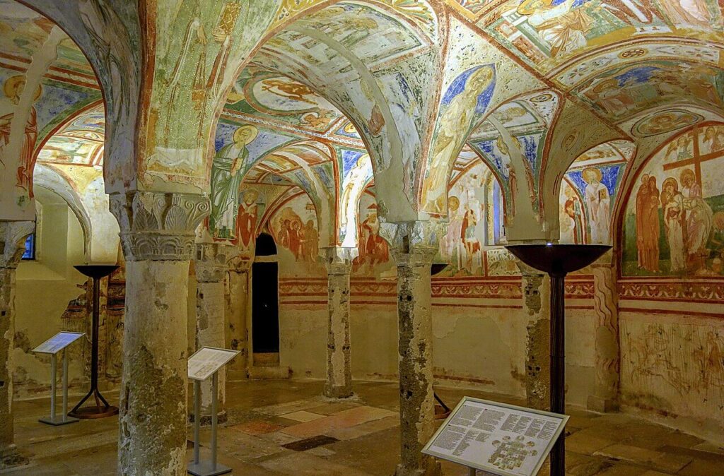 9th century crypt with frescoes in Byzantine style