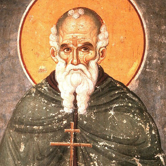 Fresco by Byzantine artist Manuel Panselinos depicting Athanasios of Athos, 1290