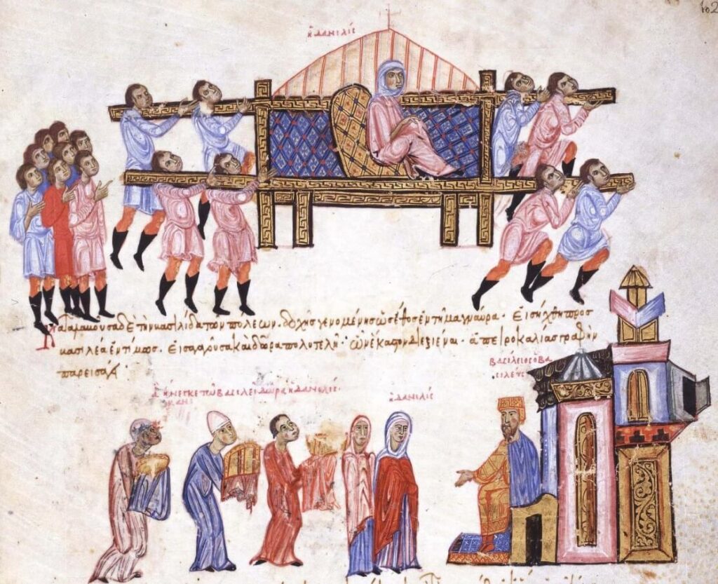 Widow Danielis, a powerful Byzantine noblewoman from Patras, travels to Constantinople and meet Emperor Basil