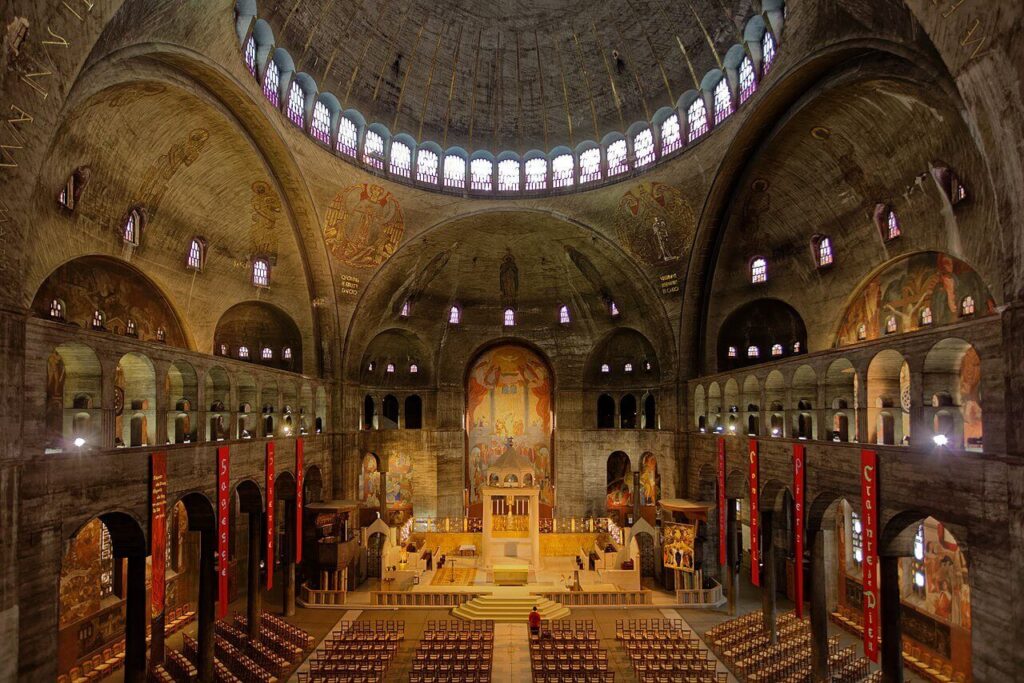 Interior view of the Saint-Esprit Church, replica of Hagia Sophia and example of Neo-Byzantine Architecture in Lyon, France