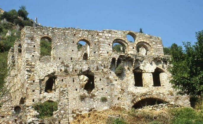 Ruins of the Laskaris house, a Byzantine aristocratic residence in Mystra