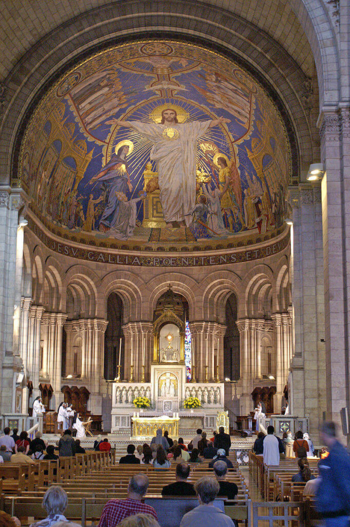 Interior view of the Sacré Coeur, example of Neo-Byzantine Architecture in Paris, France