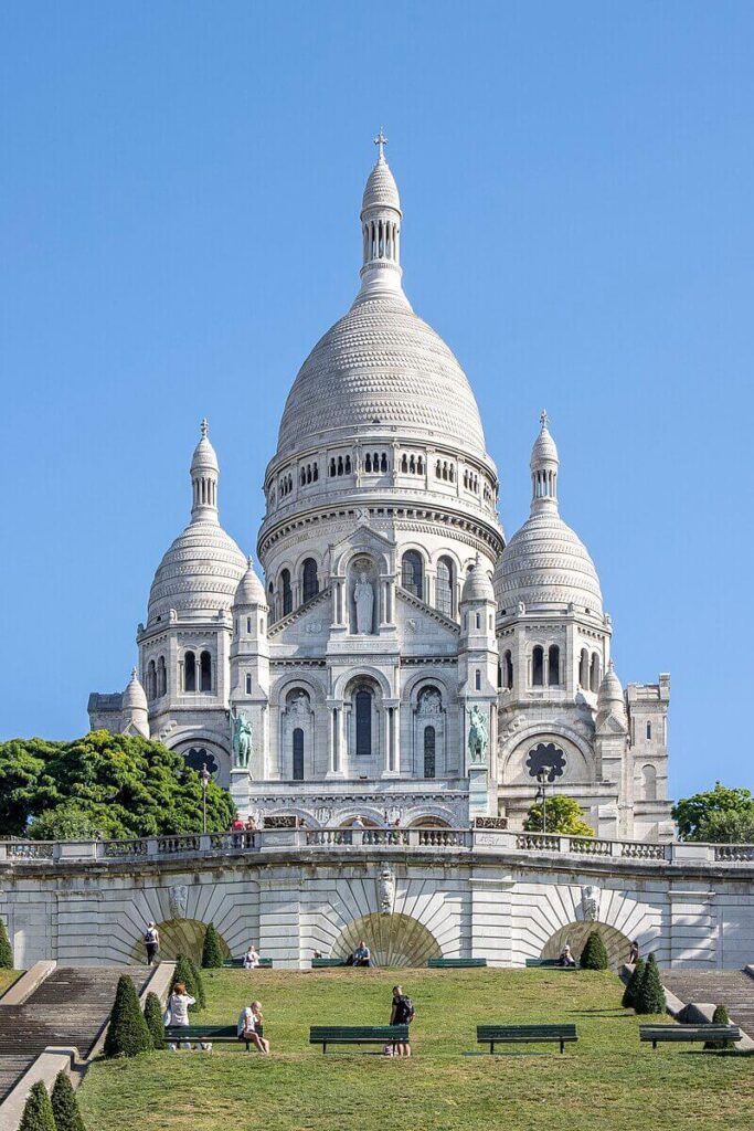 Exterior view of the Sacré Coeur, example of Neo-Byzantine Architecture in Paris, France